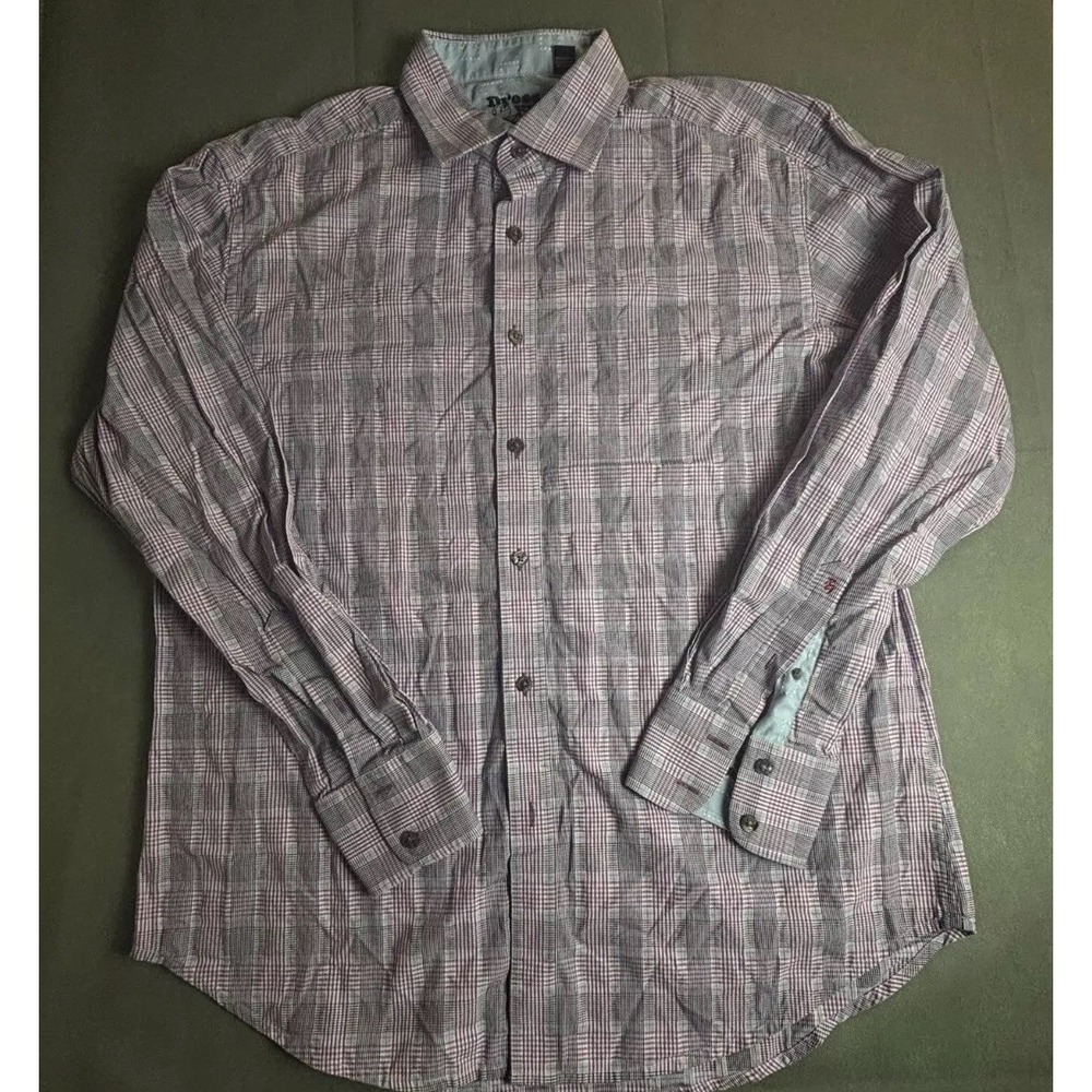 Robert Graham Dress‎ Shirt Men Multicolor Plaid 100% Cotton Collared Long Sleeve